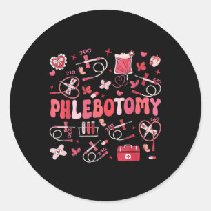 Pegatina Redonda Phlebotomist Heart Phlebotomy Nurse Tech Gift Vale