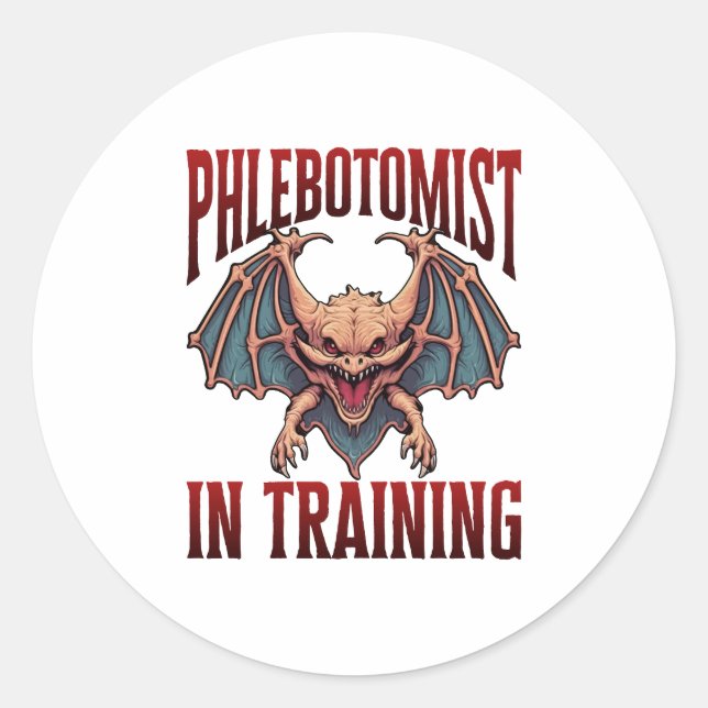Pegatina Redonda Phlebotomist in Training Funny Student Bat (Anverso)