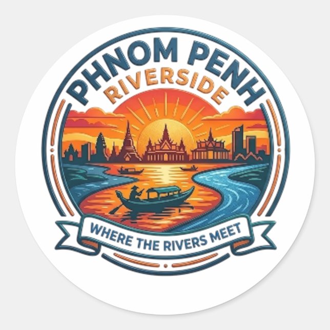 PEGATINA REDONDA PHNOM PENH (Anverso)