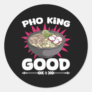 Pegatina Redonda Pho King Asian Food Pho Sopa de fideos vietnamitas