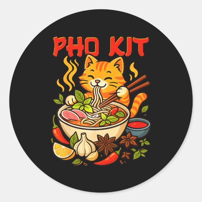 Pegatina Redonda Pho Kit Mariners Gato Meme Divertido  (Anverso)