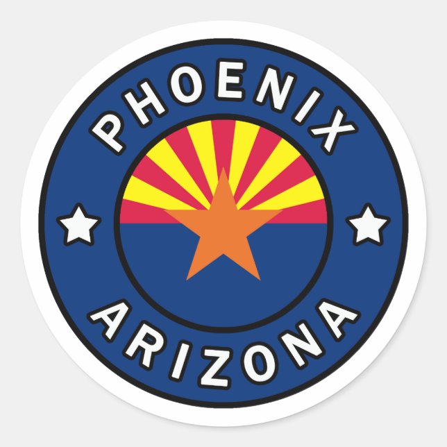 Pegatina Redonda Phoenix Arizona (Anverso)