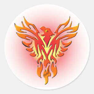 Pegatina Redonda Phoenix Firebird