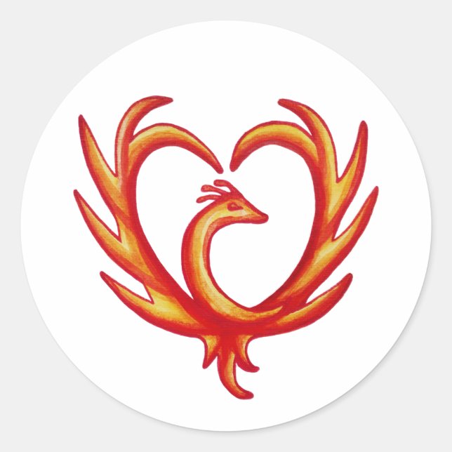 Pegatina Redonda Phoenix Heart (Anverso)