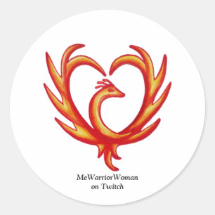 Pegatina Redonda Phoenix Heart, MeWarriorWoman en Twitch