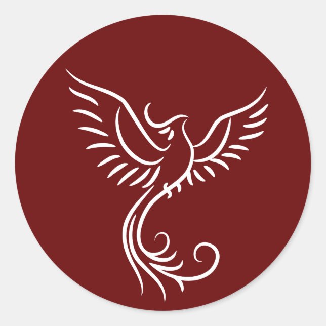Pegatina Redonda Phoenix Mystical Bird Rise (Anverso)