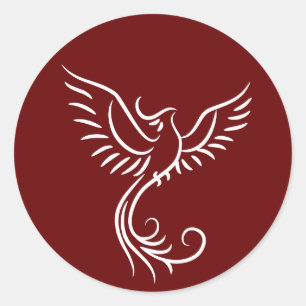 Pegatina Redonda Phoenix Mystical Bird Rise