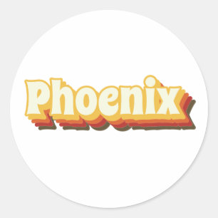 Pegatina Redonda Phoenix Retro Vintage Textos