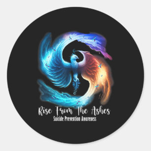 Pegatina Redonda Phoenix Rise De La Awa De La Prevención Del Suicid