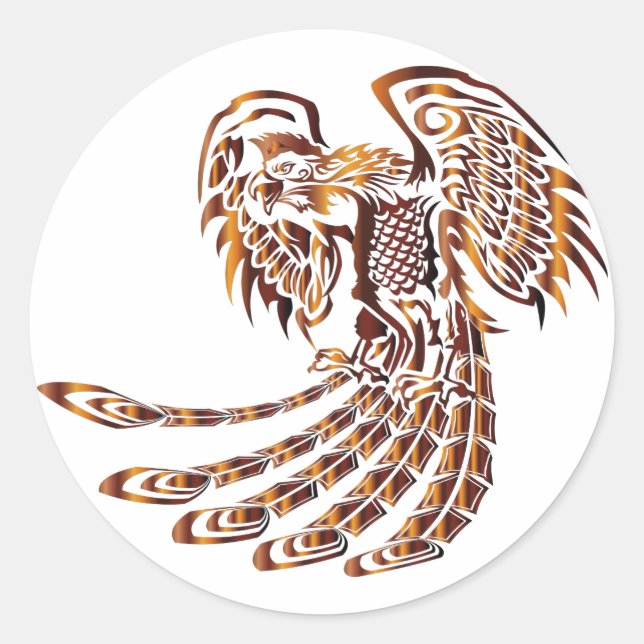 Pegatina Redonda Phoenix Rising (Anverso)