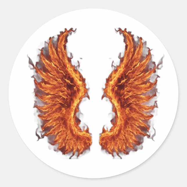 Pegatina Redonda Phoenix wings on fire (Anverso)