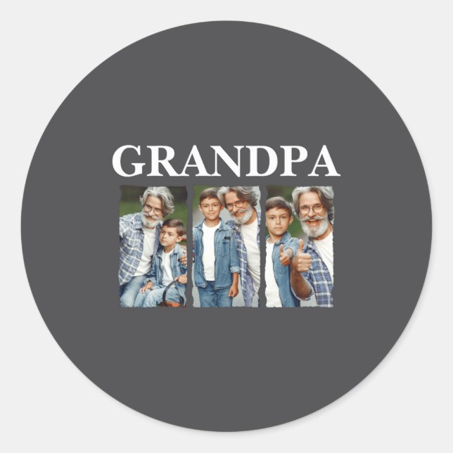 Pegatina Redonda Photo Collage Grandpa D Gift  (Anverso)