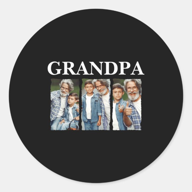 Pegatina Redonda Photo Collage Grandpa D Gift  (Anverso)