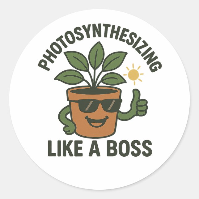 Pegatina Redonda Photosynthesising Like A Boss Round Sticker (Anverso)
