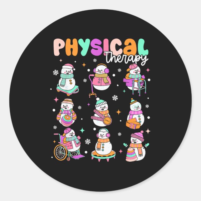 Pegatina Redonda Physical Therapy Christmas Shirt Pt Christmas Snow (Anverso)
