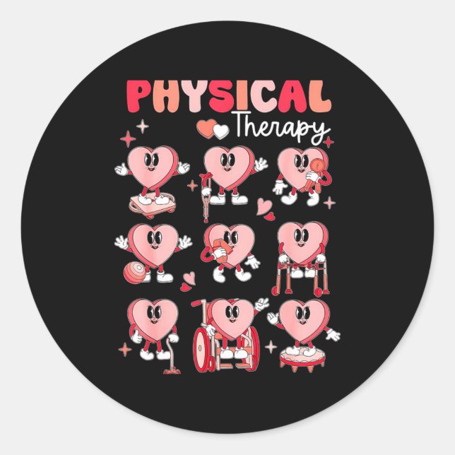 Pegatina Redonda Physical Therapy Cute Candy Heart Valentines Pt Th (Anverso)