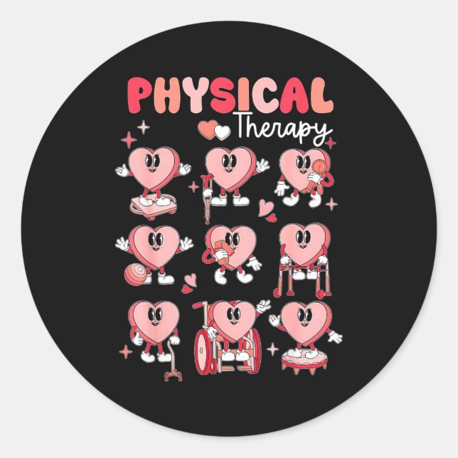 Pegatina Redonda Physical Therapy Cute Candy Heart Valentines Pt Th (Anverso)