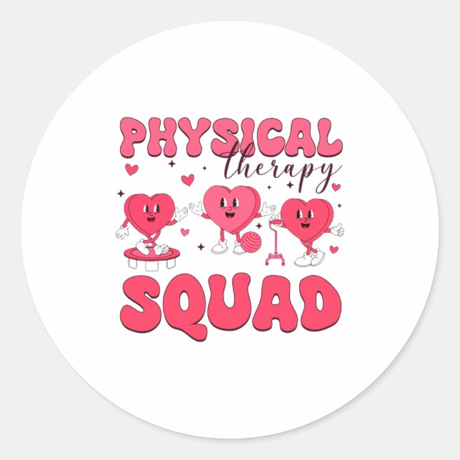Pegatina Redonda Physical Therapy Squad Valentines Day Pt Pta Vale  (Anverso)
