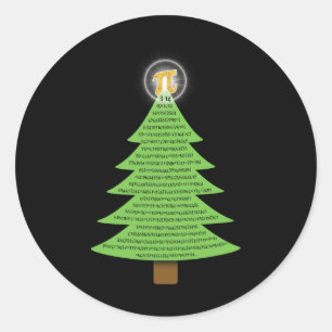 Pegatina Redonda Pi 3.14 Regalo De Árbol De Navidad Para Amantes De