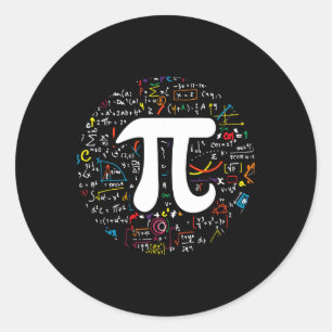 Pegatina Redonda Pi Day 3.14159 Símbolo Pi Ciencia Y Maestra