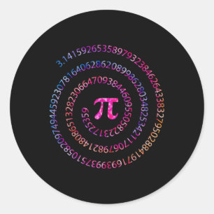 Pegatina Redonda Pi Day 3.14 Espiral Números de Pi Math Teacher Muj