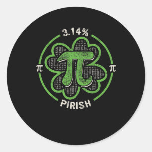 Pegatina Redonda Pi Day 3.14 % Pirish Vintage Irlandés Shamrock St