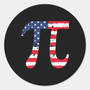 Pegatina Redonda Pi Day Bandera Americana matemática patriótica Ner