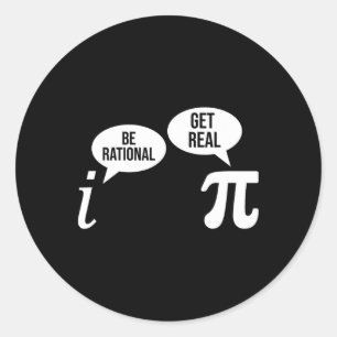 Pegatina Redonda Pi Day Be Rational Get Real Funny Math Ecuation Te