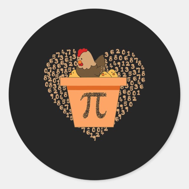 Pegatina Redonda Pi Day Chicken Pot Pi Pie Math 3.14 (Anverso)