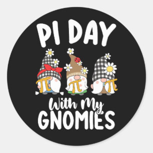 Pegatina Redonda Pi Day Con Mis Gnomies Divertidas Matemáticas
