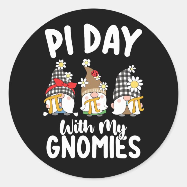 Pegatina Redonda Pi Day Con Mis Gnomies Divertidas Matemáticas (Anverso)