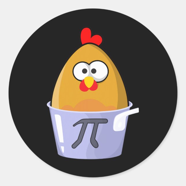 Pegatina Redonda Pi Day Humorística de Pollo Pot Pie Math Lover Nov (Anverso)