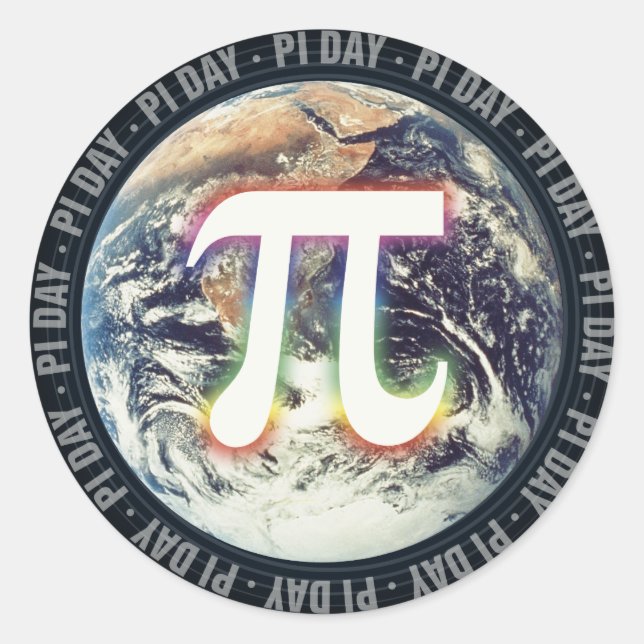 Pegatina Redonda Pi Day on Earth | Matemáticas (Anverso)