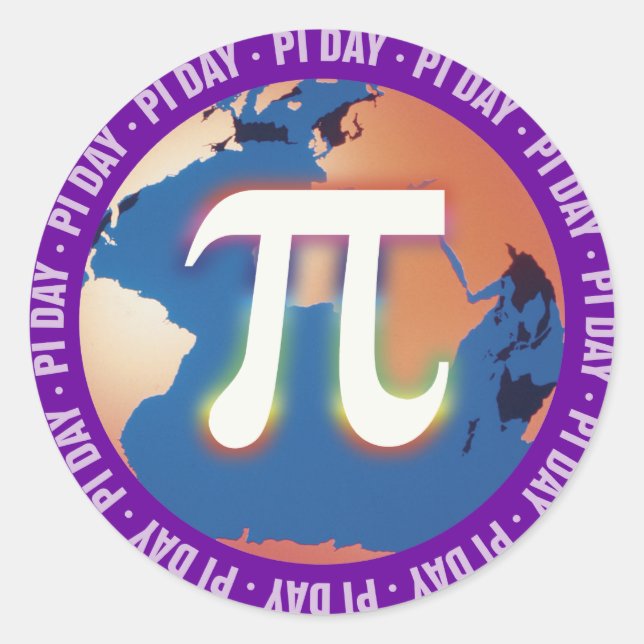 Pegatina Redonda Pi Day on Earth | matemáticas (Anverso)