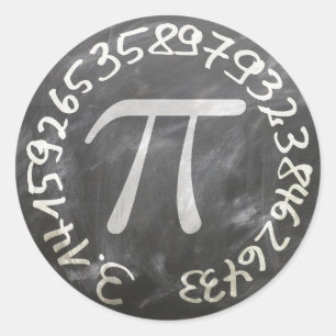 Pegatina Redonda Pi Day PiDay Chalkboard Education