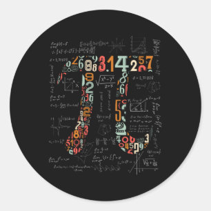 Pegatina Redonda Pi Day Shirt Pi Números Math Teacher 3.14 Gift Boy