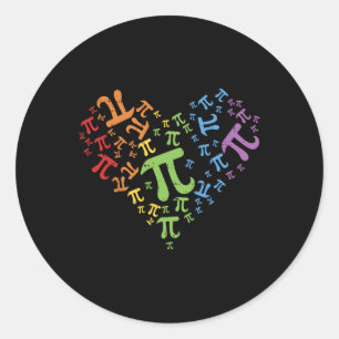 Pegatina Redonda Pi Day Shirt Rainbow Heart Math Lgbt Lesbian P