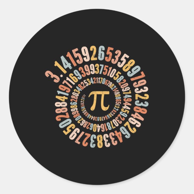 Pegatina Redonda Pi Day Spiral Math Pi (Anverso)
