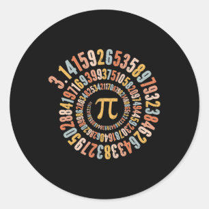 Pegatina Redonda Pi Day Spiral Math Pi