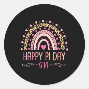 Pegatina Redonda Pi Day Spiral Pi Math Teacher 3.14 Leopard Rainbow