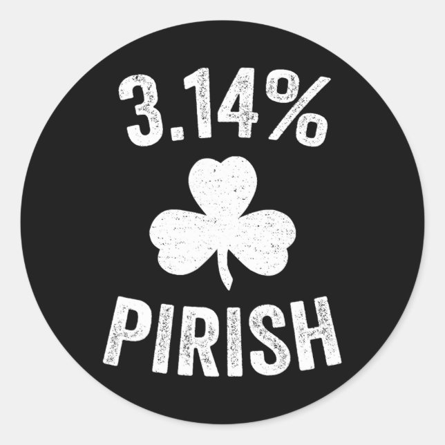 Pegatina Redonda Pi Day St. Patrick's 3.14 Irish Funny Pirish Math (Anverso)