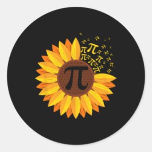Pegatina Redonda Pi Day Sunflower Pi Número Símbolo Matemática de m