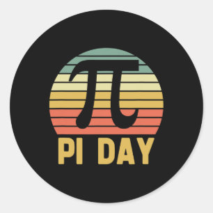 Pegatina Redonda Pi Day Vintage Math Nerd Geek 3.14 Regalo Retro Pa