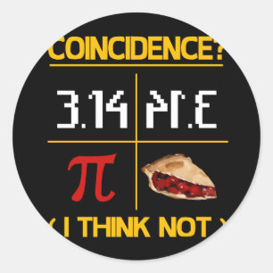 Pegatina Redonda Pi Equivale a Pie Coincidencia Math Pun Día Pi