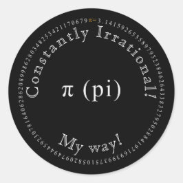 Pegatina Redonda Pi, La Irracional Constante Matemática Graciosa