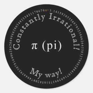 Pegatina Redonda Pi, La Irracional Constante Matemática Graciosa