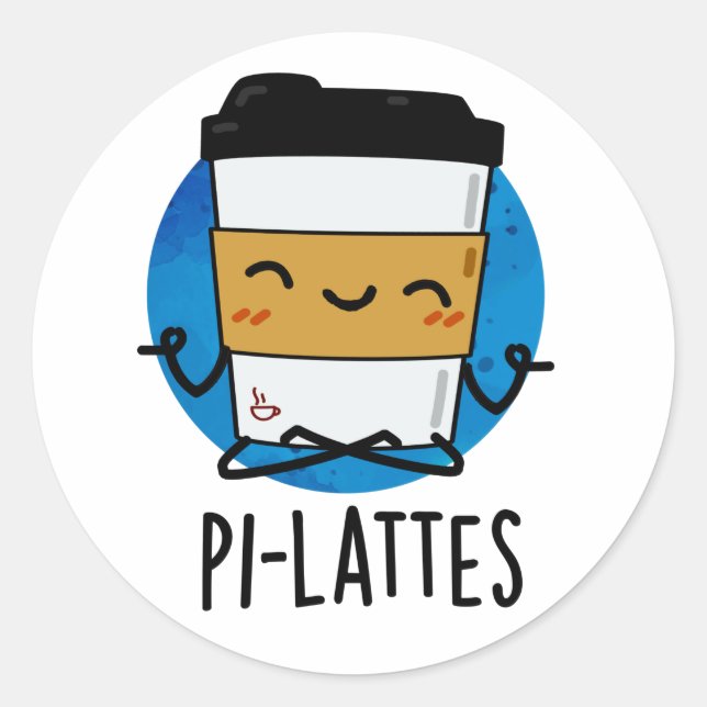 Pegatina Redonda Pi-lattes Funny Latte Pilates Pun (Anverso)