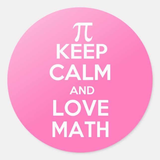 Pegatina Redonda Pi mantiene la calma y ama las matemáticas (Anverso)