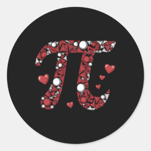 Pegatina Redonda Pi Math Lover Profesor Día de San Valentín Corazon
