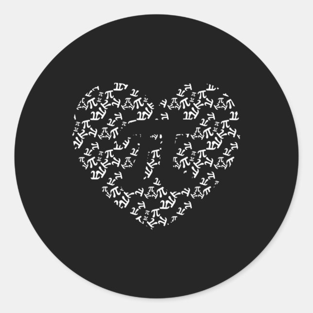Pegatina Redonda Pi Math Teacher Pi Forma Corazón Día Pi (Anverso)